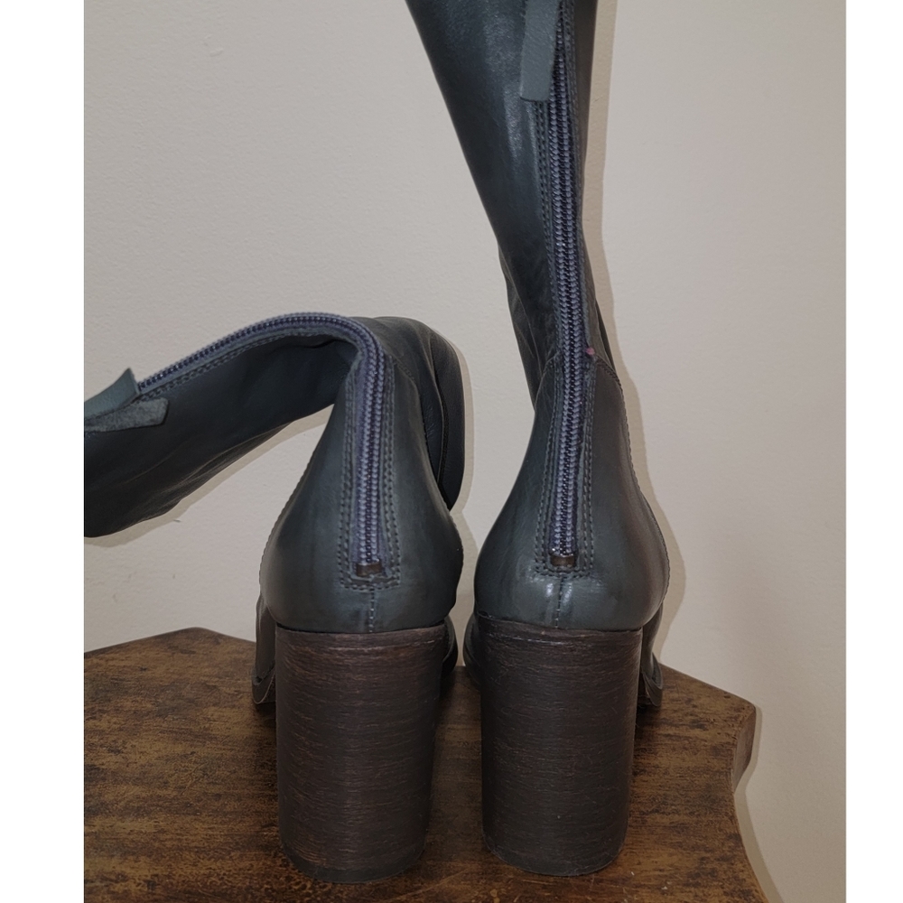 Free People × Elle Block Heel Boots Dark Gray - Picture 9 of 15